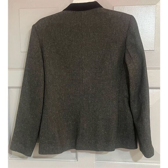 Oleg Cassini Vintage Gray Wool Black Velvet Collar Button Down Blazer - Picture 2 of 6